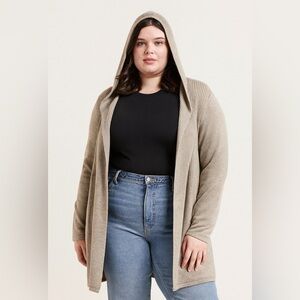 Avenue pleated draped front hooded  cardigan